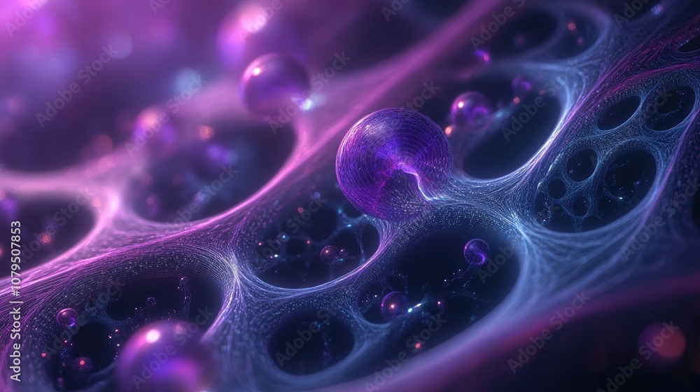 Poster Abstract fractal patterns and shapes in a 3D cartoon rendering Infinite universe