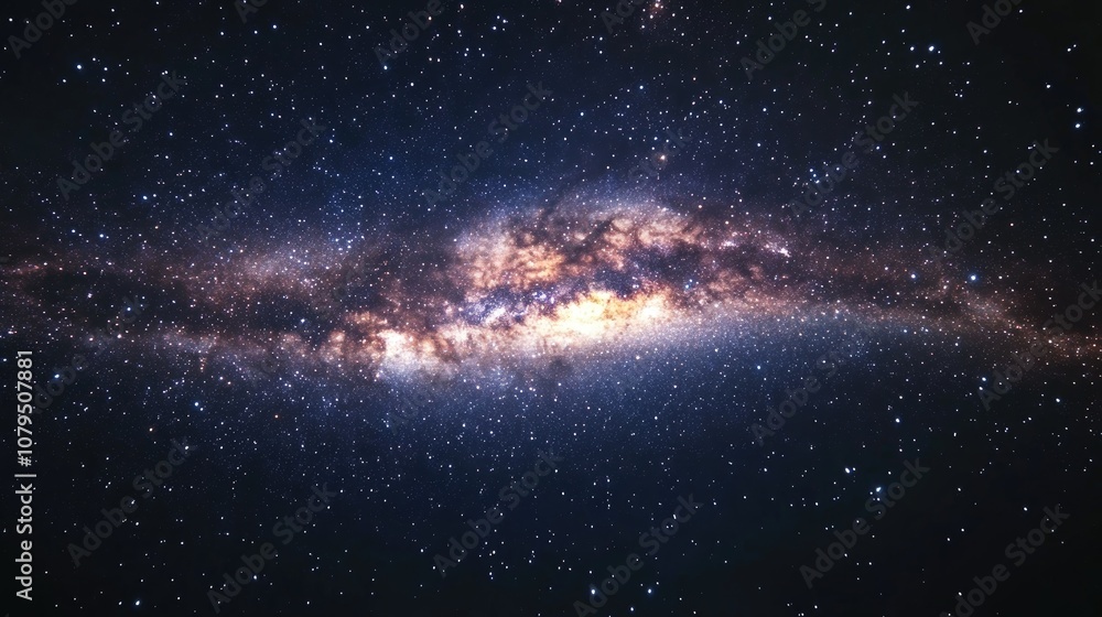 Poster 3d cartoon representation of the milky way galaxy at night featuring a multitude of bright stars and