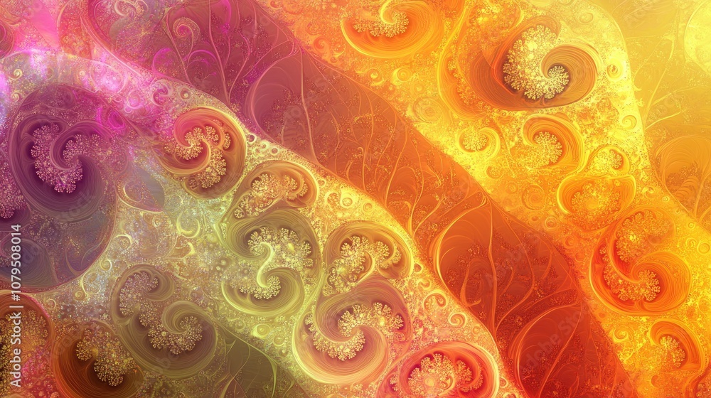 Poster vibrant and chaotic abstract fractal design featuring colorful patterns and intricate shapes suitabl