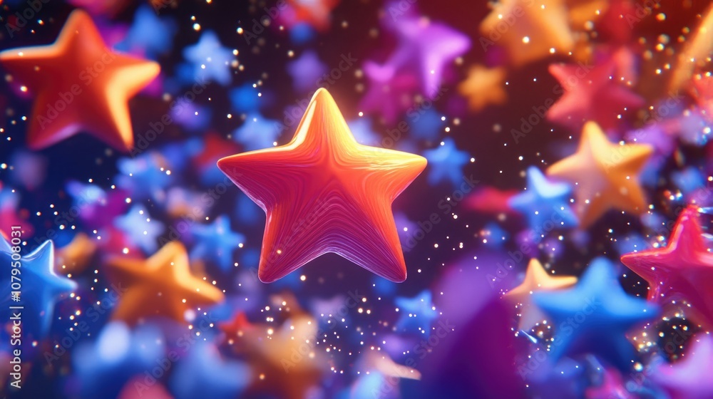 Poster cartoon rendering of stars in 3d