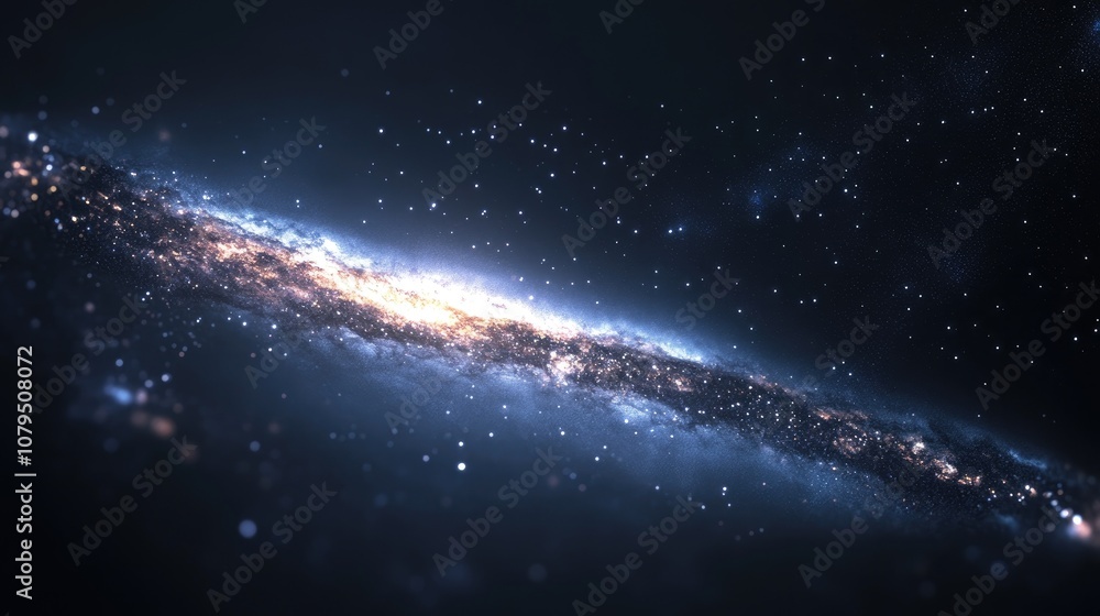 Poster A nebular cluster resembling a shining belt across the night sky depicted in a 3D cartoon rendering of the Milky Way