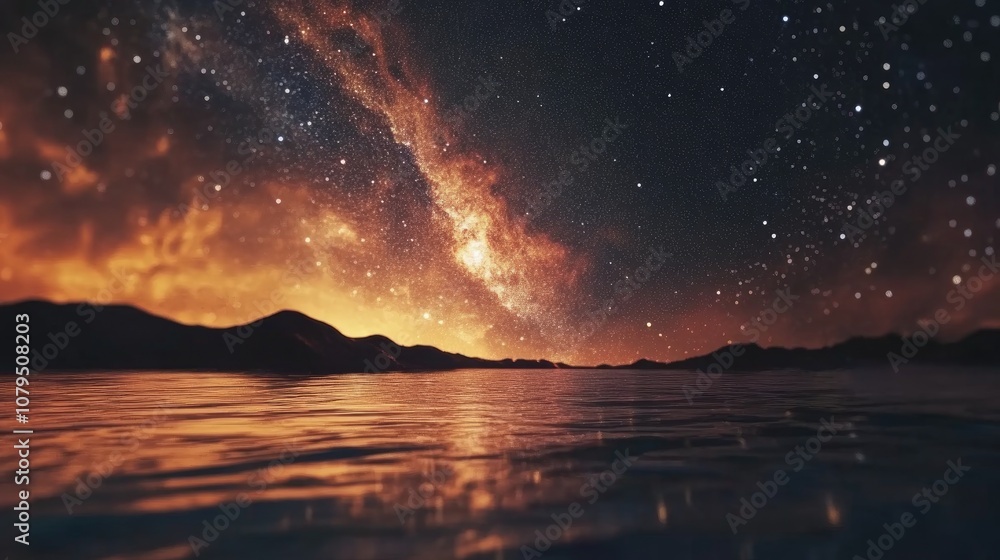 Aufkleber 3d cartoon visualization of the milky way in a summer setting