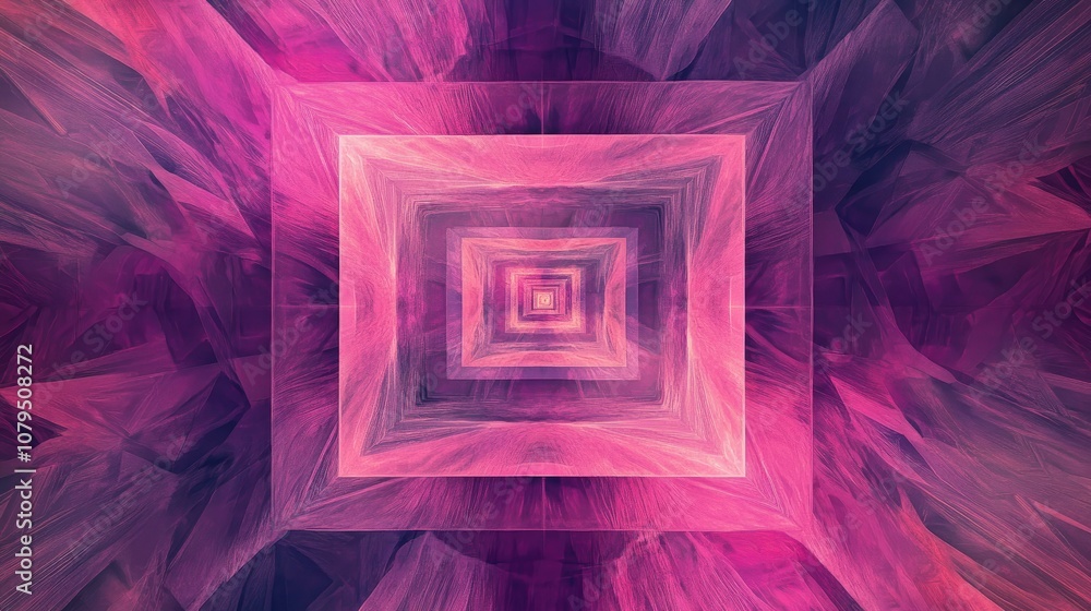 Aufkleber abstract pink and purple square like fractal spiral featuring textured intersecting lines beams and 