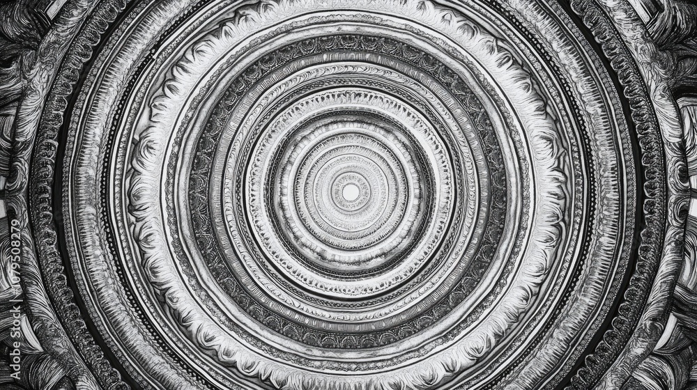 Aufkleber abstract circular illustration featuring repeating curved patterns spiral shapes and geometric desig