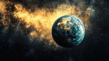 Fototapeta premium 3D illustration of a lost Exo Planet in another galaxy created in a cartoon rendering style