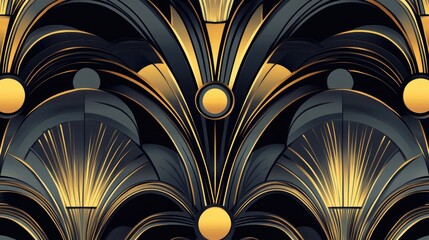 Art Deco seamless pattern featuring elegant geometric shapes and rich colors perfect for wallpaper design textiles and vintage themed projects