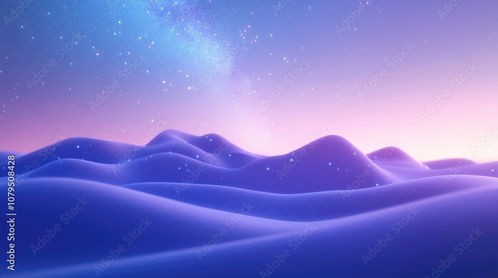 Leinwandbilder 3d cartoon rendering depicting the milky way galaxy rising during the blue hour the image features s