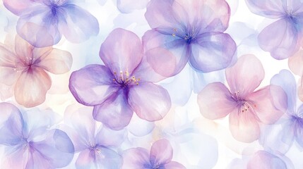 Sweet flower watercolor seamless pattern in soft pastel colors perfect for beauty product packaging and design
