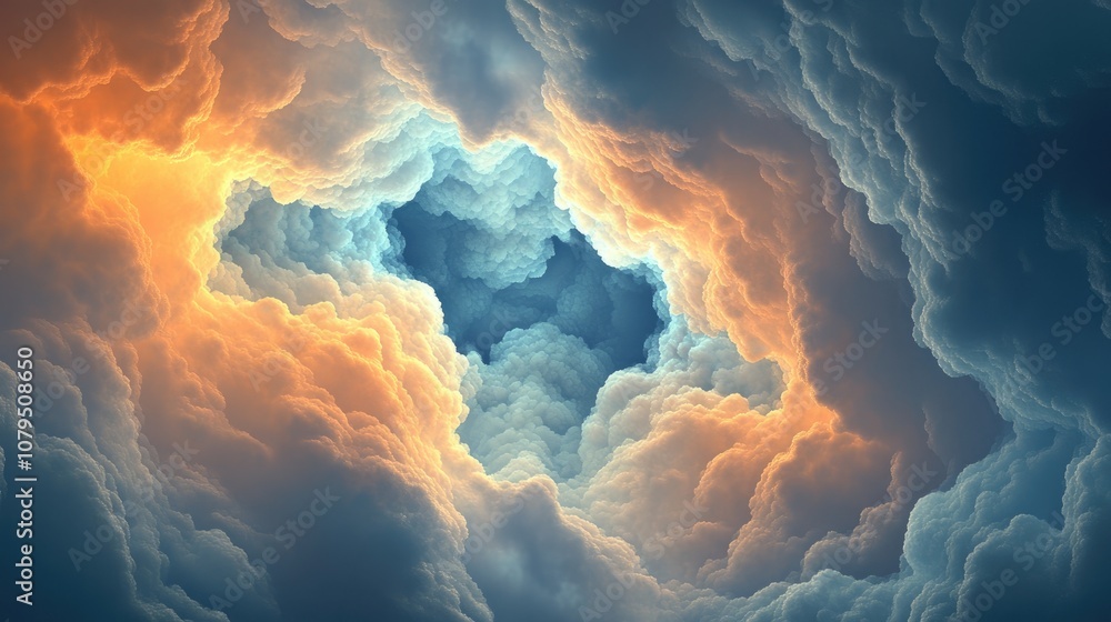 Poster 3D cartoon rendering of abstract fractal clouds suitable as an element in projects related to the universe cosmos astronomy science and education