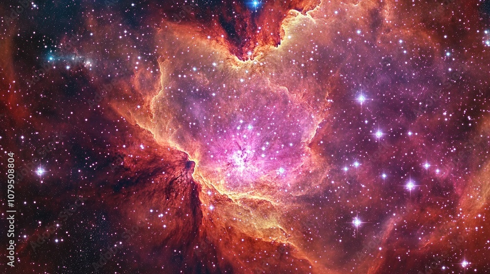 Poster Galaxy stars in a nebula background with 3D cartoon rendering