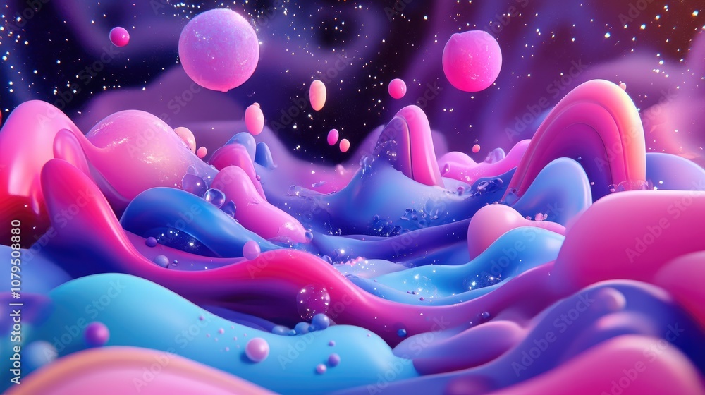 Poster beautiful magic cosmos in a 3d cartoon rendering for art projects business templates and banners 3d 