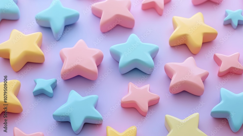 Aufkleber cartoon rendering of stars in 3d