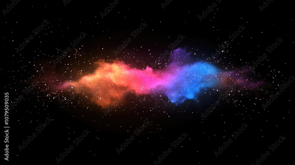Aufkleber colorful galaxy in space featuring a 3d cartoon rendering of a star cloud set against a black backgr
