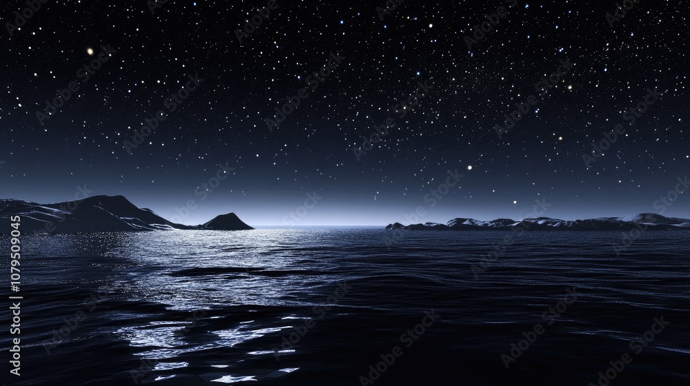 Poster dark sky with blinking stars in a 3d cartoon rendering