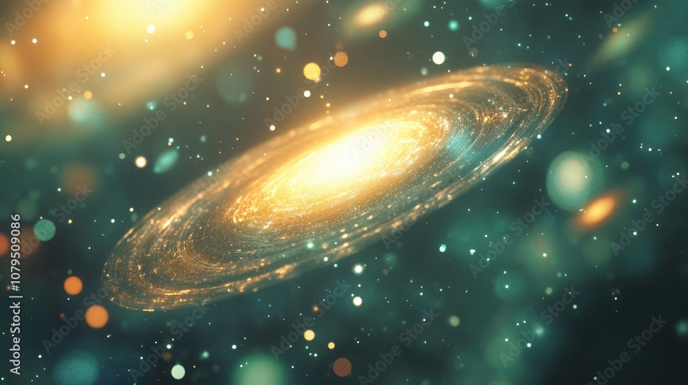 Poster Galaxy and light in a 3D cartoon rendering