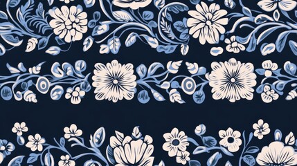 Seamless embroidered lace border design featuring traditional Mughal artwork illustration
