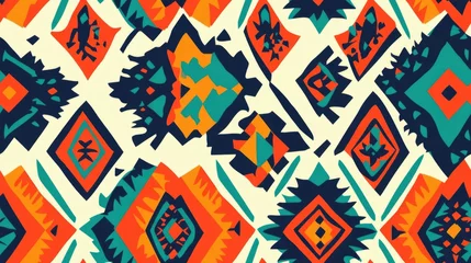 Fotobehang Vibrant seamless ethnic pattern background © NeuralNiche
