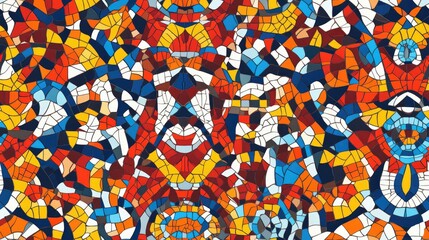 Fototapeta premium Illustration of a colorful abstract pattern featuring a kaleidoscope of mosaic textures