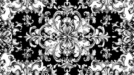 Obraz premium Seamless abstract pattern featuring intricate black and white elements versatile design for textiles and wallpapers