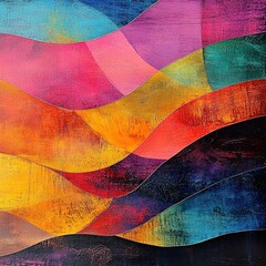 Fototapeta premium Vibrant abstract waves of color artistic expression digital artwork creative studio aerial view colorful harmony in motion