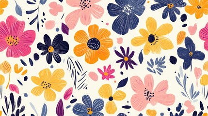 Seamless abstract floral pattern featuring hand drawn textures ideal for wedding and celebration invitations fabric or paper print
