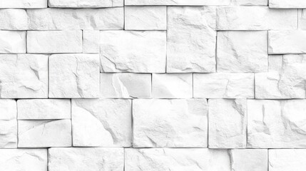 Obraz premium Block pattern of white stone cladding wall tile texture with seamless background