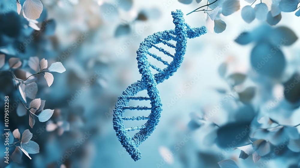 Poster a visually striking 3d blue dna helix icon crafted for an animated intro, representing innovation an