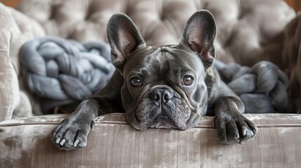 Obraz premium Artistic depiction: portrait of bulldog, showcasing unique features, character of breed, capturing essence of bulldog's charm and strength through a detailed, expressive image.