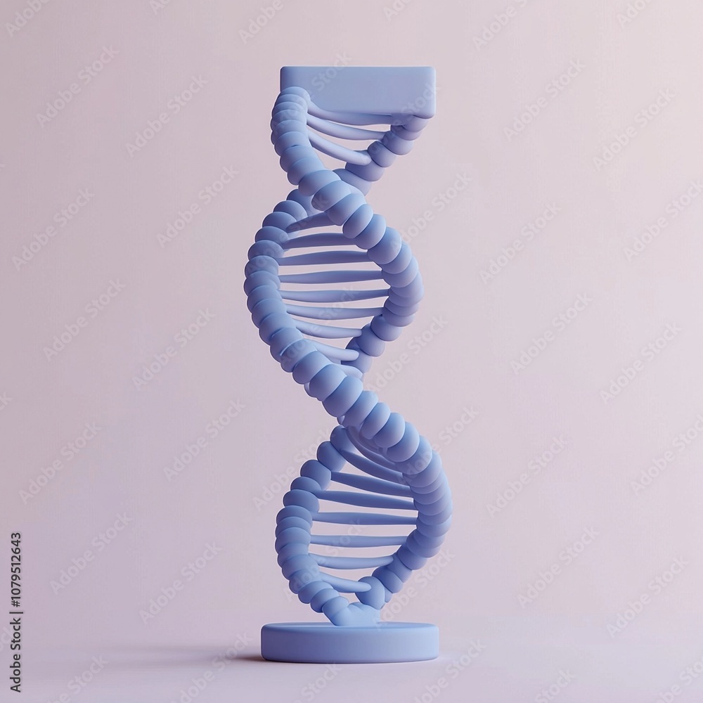 Poster a visually striking 3d blue dna helix icon crafted for an animated intro, representing innovation an