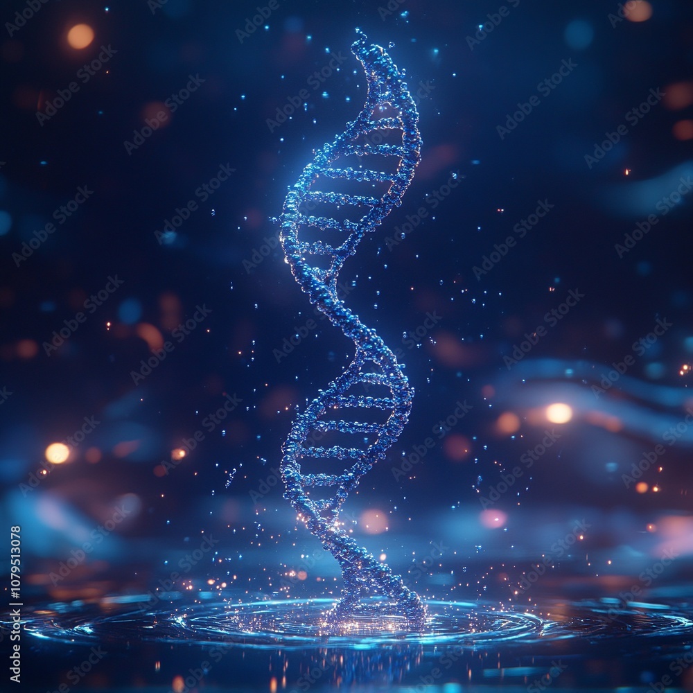 Aufkleber a visually striking 3d blue dna helix icon crafted for an animated intro, representing innovation an