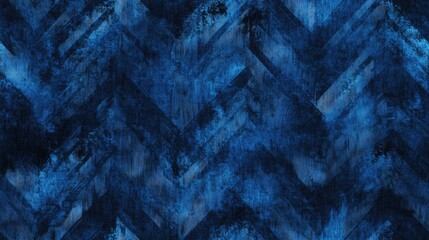 Obraz premium Navy Tie Dye Pattern with Geometric Elements Blue Zigzag Design Geometric Texture with Zigzag Lines Denim Inspired Brush Effect Abstract Black Bohemian Design Blue Geometric Abstract Black Painted