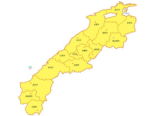島根県　地図　黄色　イラスト