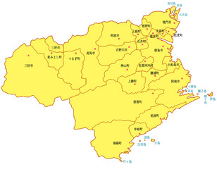 徳島県　地図　黄色　イラスト