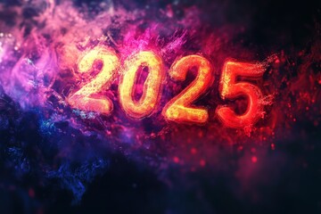 3d rendering text "2025" , effect , ai