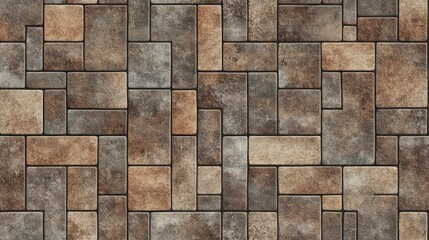 Fototapeta premium Seamless pattern of an outdoor brown block stone floor