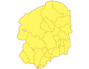 栃木県　地図　黄色　イラスト