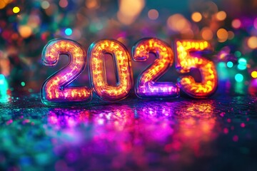 3d rendering text "2025" , effect , ai