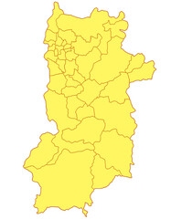奈良県　地図　黄色　イラスト
