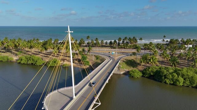 Ponte Arquiteto Wilson Campos J&uacute;nior - PRAIA Paiva, Cabo de Santo Agostinho - PERNAMBUCO PE DRONE 4K
