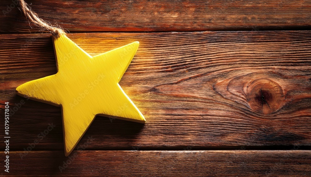 Sticker christmas star on wooden background