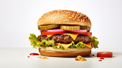 Juicy delicious burger. Fast food.