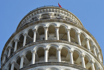 Detail of top of Leaning Tower of Pisa