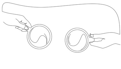 Single line two hand holding one cup of coffe design vector,outline hands holding cup of coffe stock vector,