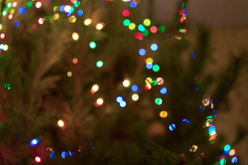 Winter day and evening or night. Christmas and New Year. In the frame of the fabulous red lights....