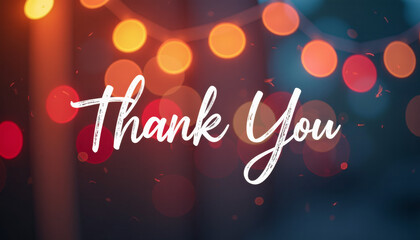 Warm Thank You Message with Bokeh Lights