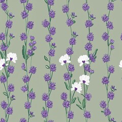 White Lavender flower pattern design illustration on plain background seamless wallpaper print
