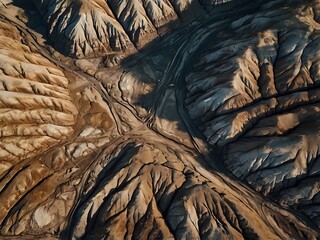 Aerial View of Intertwined Canyon Formations