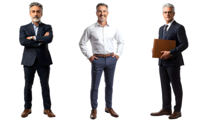 Professional Men in Business Attire for Stock Use, transparent background