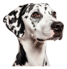 PNG A close-up view of a Dalmatian dog in bright light