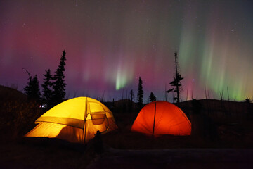 Camping under Aurora at Meadows Campground